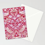 William Morris Strawberry Thief Hot Fuschia Pink Stationery Card Gallery Image 2
