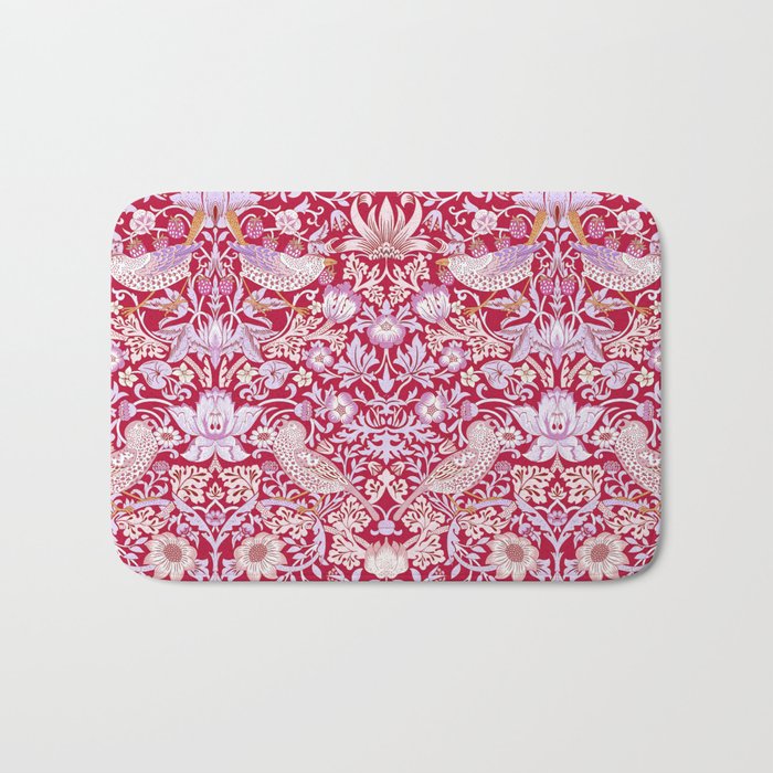 William Morris Strawberry Thief Hot Fuschia Pink Bath Mat Gallery Image 1