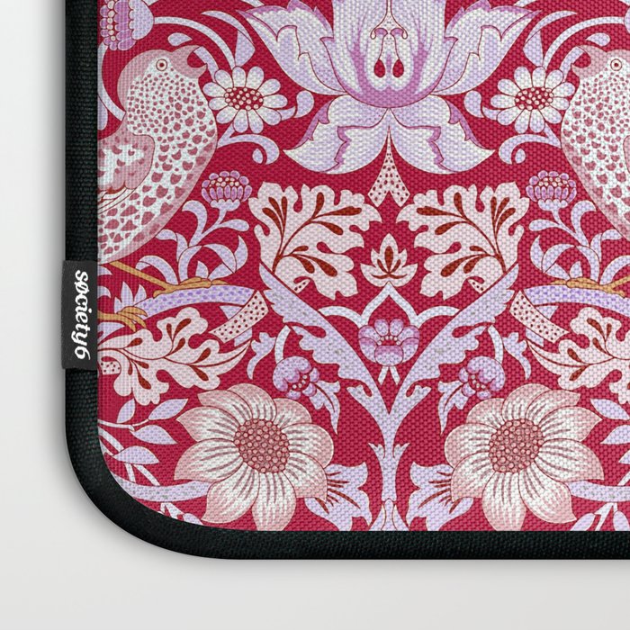 William Morris Strawberry Thief Hot Fuschia Pink Laptop Sleeve Gallery Image 3