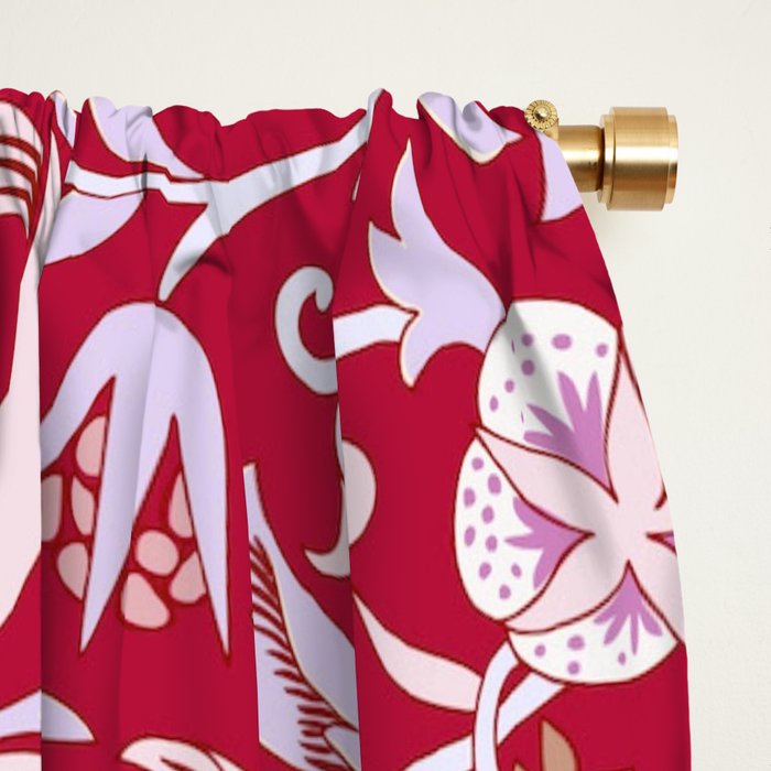 William Morris Strawberry Thief Hot Fuschia Pink Window Curtain Gallery Image 2