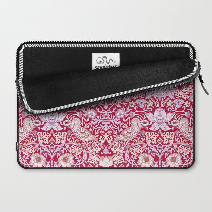 William Morris Strawberry Thief Hot Fuschia Pink Laptop Sleeve Gallery Image 2
