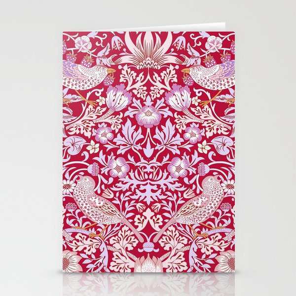 William Morris Strawberry Thief Hot Fuschia Pink Stationery Card Gallery Image 1