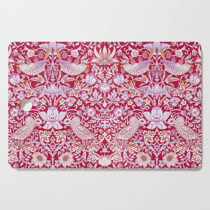 William Morris Strawberry Thief Hot Fuschia Pink Cutting Board Gallery Image 1