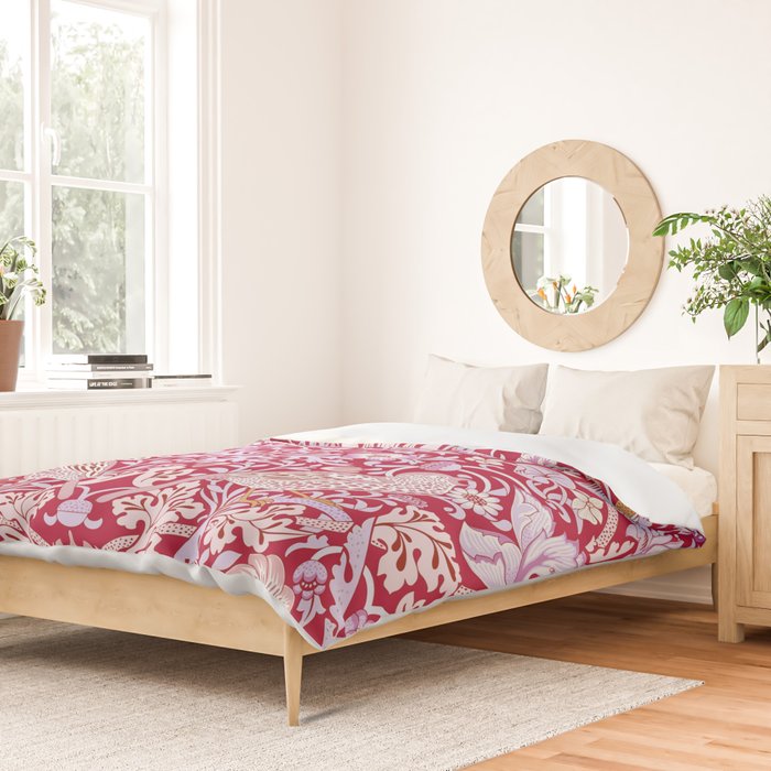 William Morris Strawberry Thief Hot Fuschia Pink Duvet Cover Gallery Image 2
