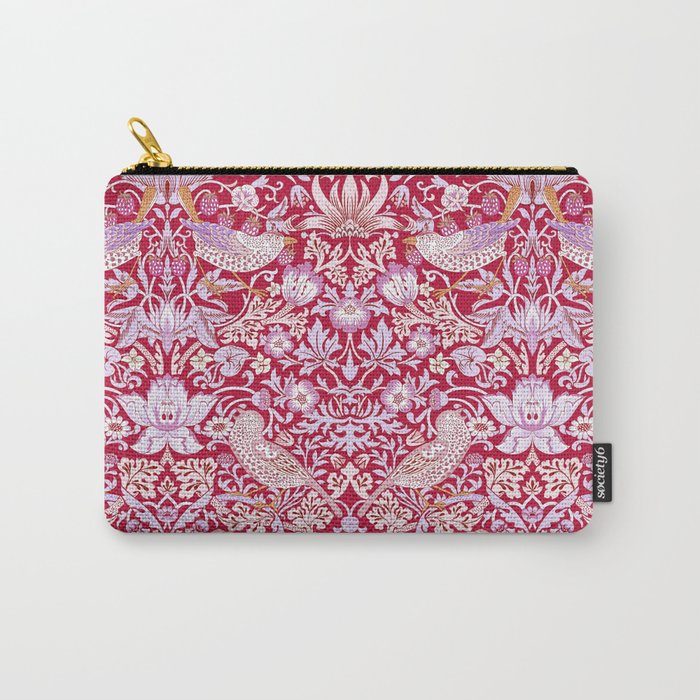 William Morris Strawberry Thief Hot Fuschia Pink Carry All Pouch Gallery Image 1