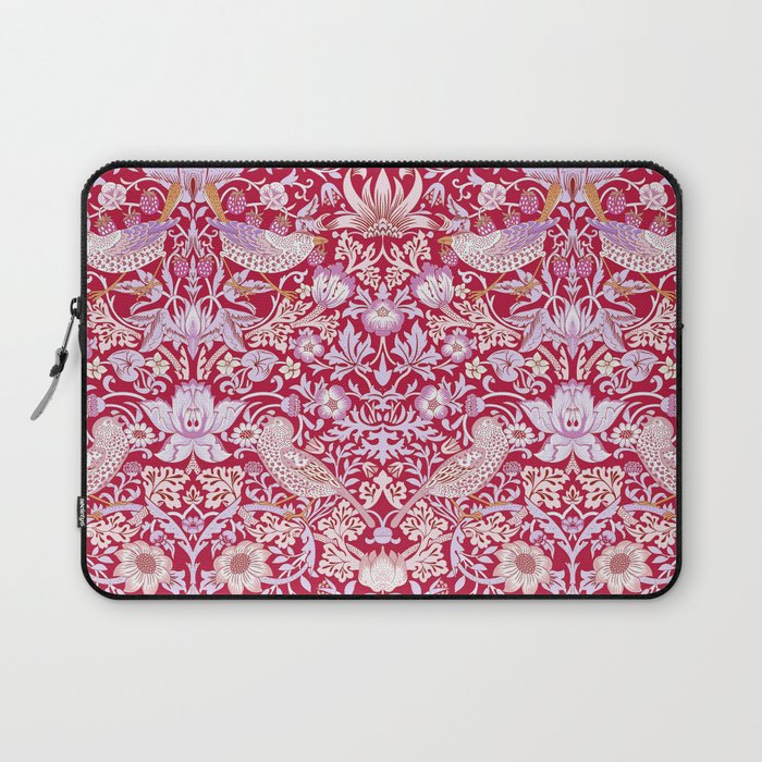 William Morris Strawberry Thief Hot Fuschia Pink Laptop Sleeve Gallery Image 1