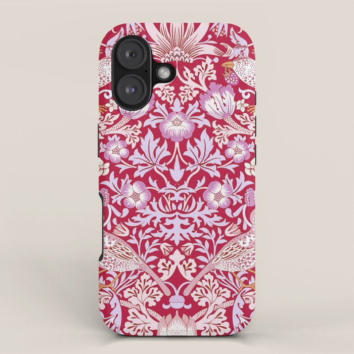 William Morris Strawberry Thief Hot Fuschia Pink iPhone Case Gallery Image 1