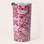 William Morris Strawberry Thief Hot Fuschia Pink Travel Mug Gallery Image 3