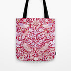William Morris Strawberry Thief Hot Fuschia Pink Tote Bag Gallery Image 1