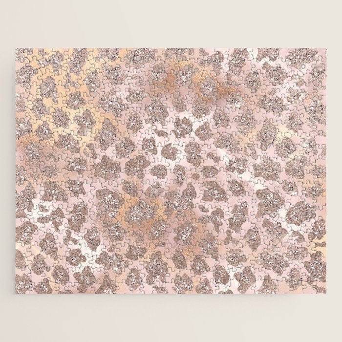 Rosegold Blush Leopard Glitter   Jigsaw Puzzle Gallery Image 1