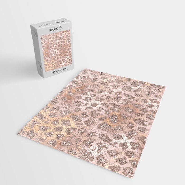 Rosegold Blush Leopard Glitter   Jigsaw Puzzle Gallery Image 2