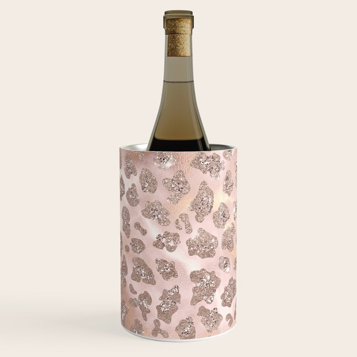 Rosegold Blush Leopard Glitter   Wine Chiller Gallery Image 3
