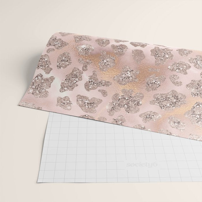 Rosegold Blush Leopard Glitter   Wrapping Paper Gallery Image 2