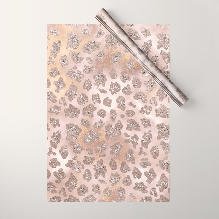 Rosegold Blush Leopard Glitter   Wrapping Paper Gallery Image 1
