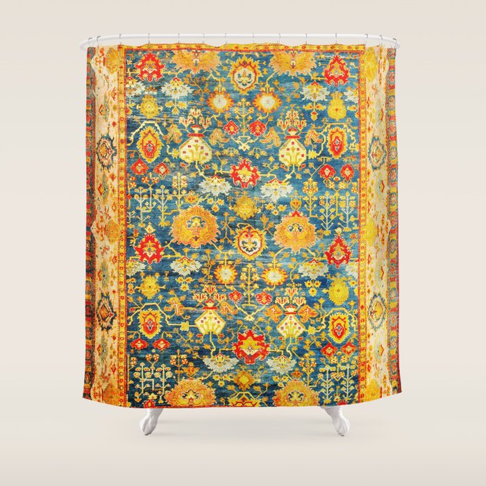 Antique Oushak Turkish Rug Print Shower Curtain Gallery Image 1