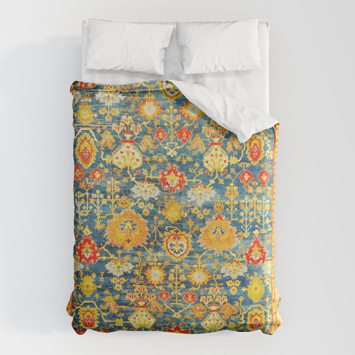 Antique Oushak Turkish Rug Print Duvet Cover Gallery Image 1