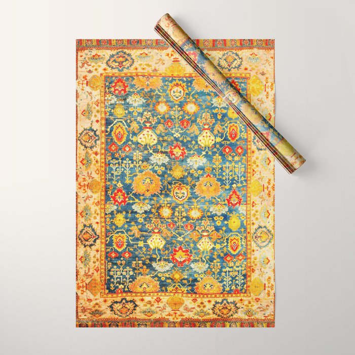Antique Oushak Turkish Rug Print Wrapping Paper Gallery Image 1