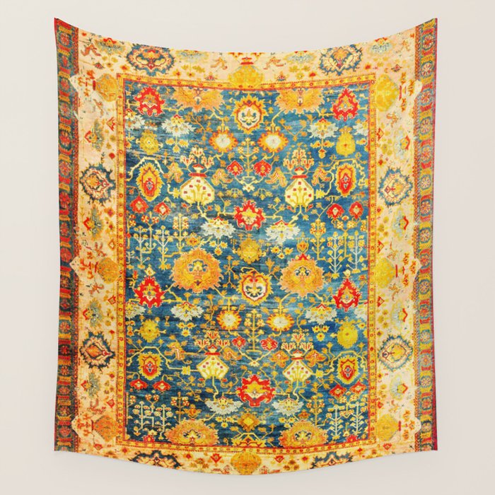 Antique Oushak Turkish Rug Print Wall Tapestry Gallery Image 1