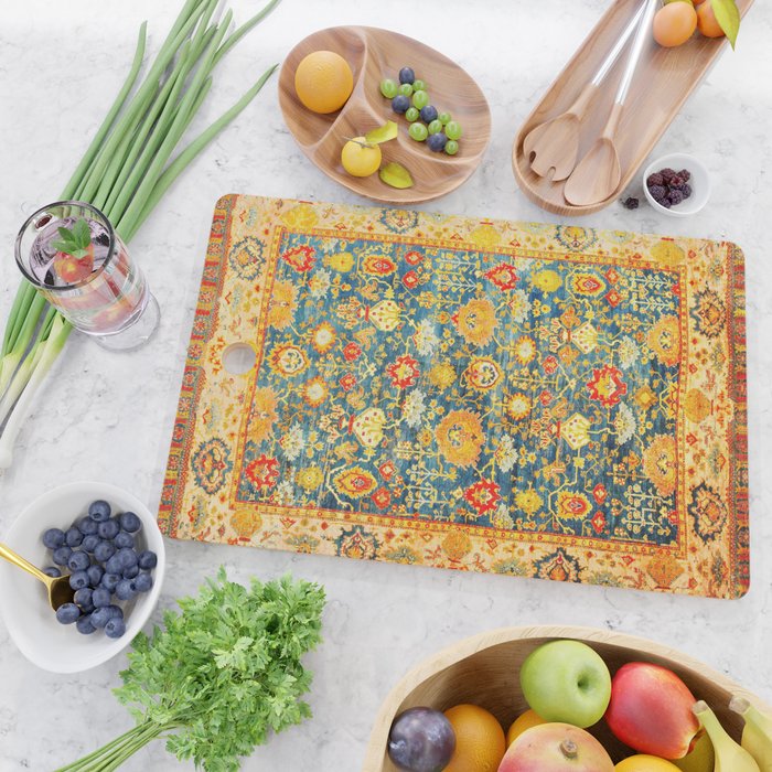 Antique Oushak Turkish Rug Print Cutting Board Gallery Image 2