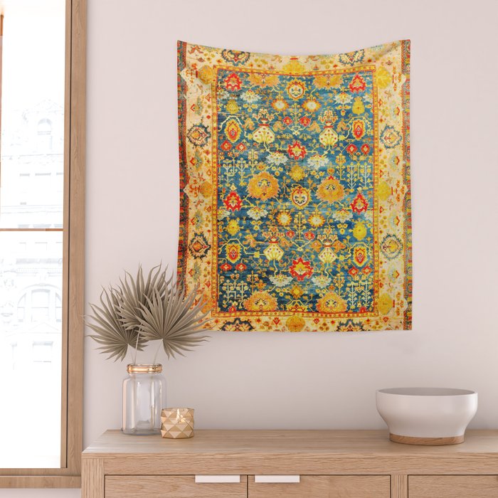 Antique Oushak Turkish Rug Print Wall Tapestry Gallery Image 2