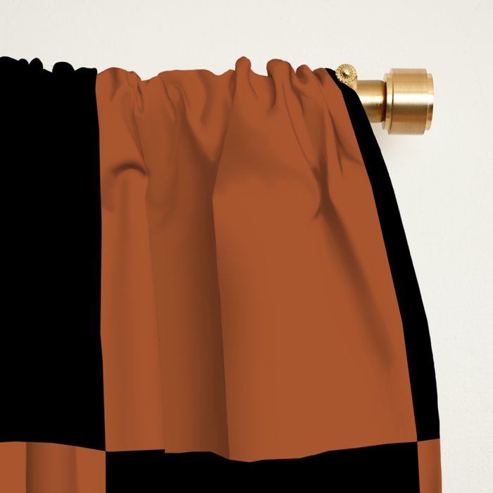 Checkerboard Check Geometric Checked Pattern Rust and Black Window Curtain Gallery Image 2