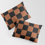 Checkerboard Check Geometric Checked Pattern Rust and Black Pillow Sham Gallery Image 3