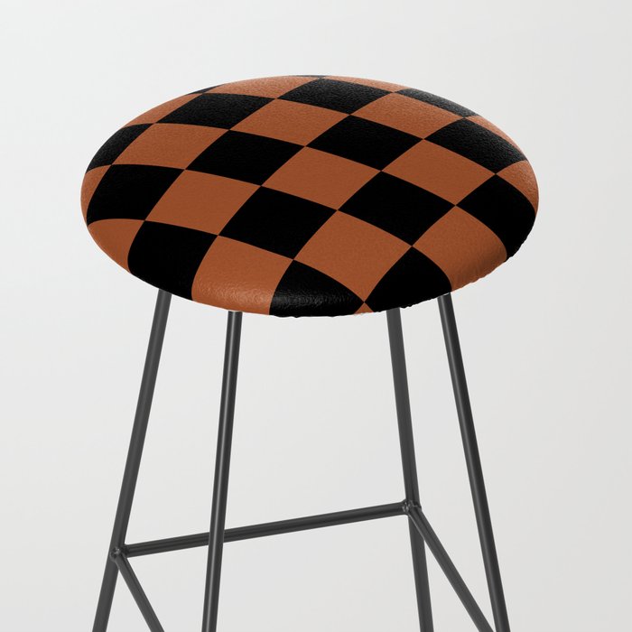 Checkerboard Check Geometric Checked Pattern Rust and Black Stool Gallery Image 2