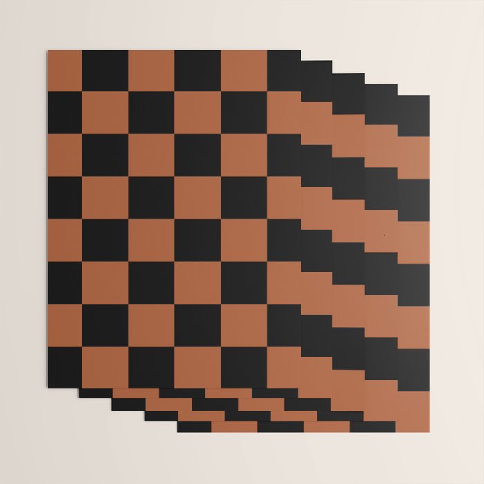 Checkerboard Check Geometric Checked Pattern Rust and Black Wrapping Paper Gallery Image 3