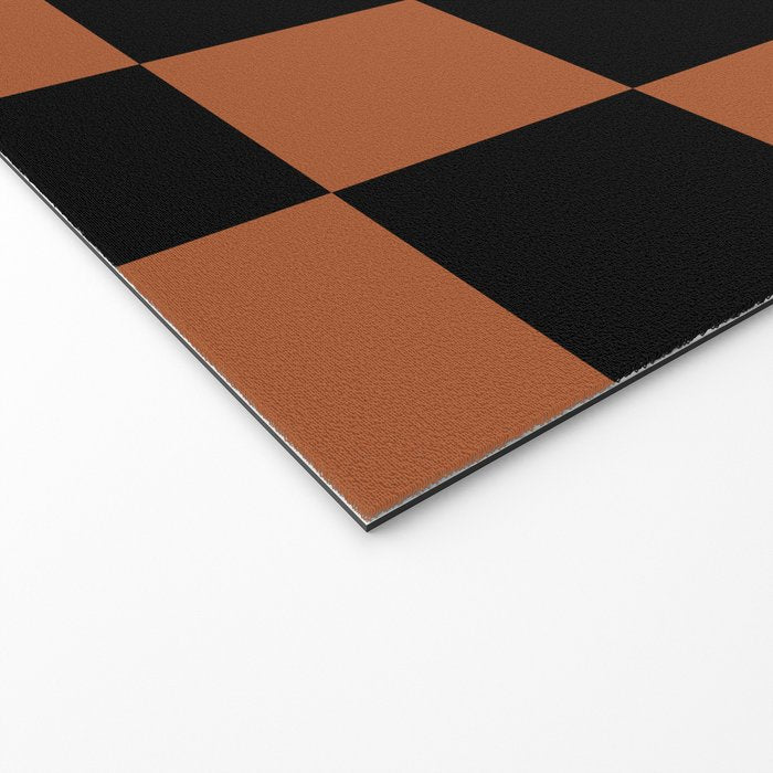 Checkerboard Check Geometric Checked Pattern Rust and Black Welcome Mat Gallery Image 2
