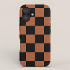 Checkerboard Check Geometric Checked Pattern Rust and Black iPhone Case Gallery Image 1