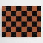 Checkerboard Check Geometric Checked Pattern Rust and Black Jigsaw Puzzle Gallery Image 1