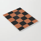 Checkerboard Check Geometric Checked Pattern Rust and Black Notebook Gallery Image 3