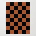 Checkerboard Check Geometric Checked Pattern Rust and Black Poster Gallery Image 4
