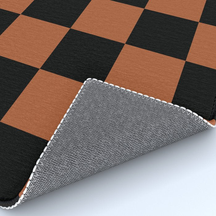 Checkerboard Check Geometric Checked Pattern Rust and Black Rug Gallery Image 4
