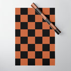Checkerboard Check Geometric Checked Pattern Rust and Black Wrapping Paper Gallery Image 1