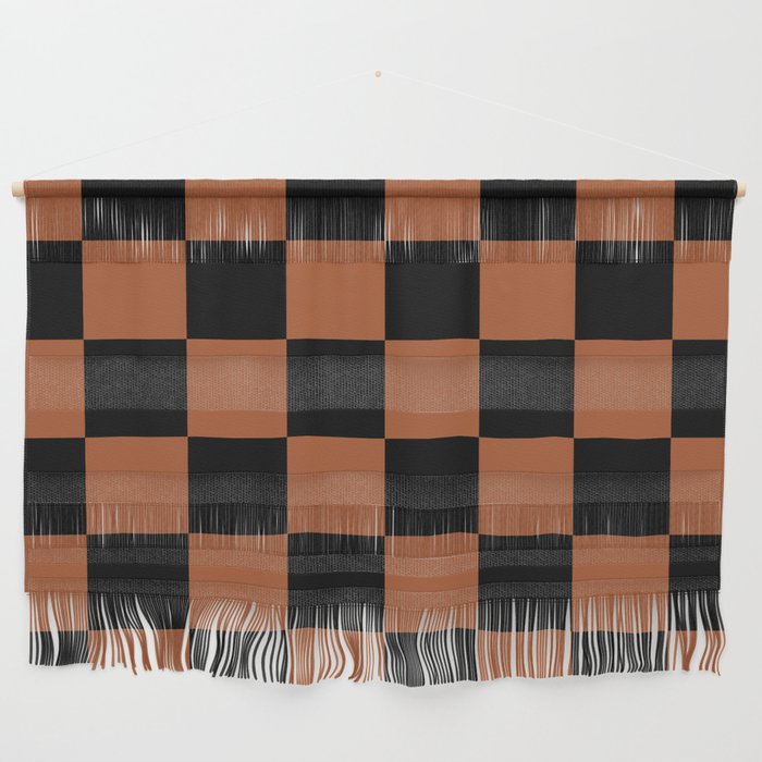 Checkerboard Check Geometric Checked Pattern Rust and Black Wall Hanging Gallery Image 1