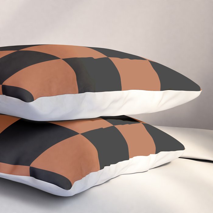 Checkerboard Check Geometric Checked Pattern Rust and Black Pillow Sham Gallery Image 3