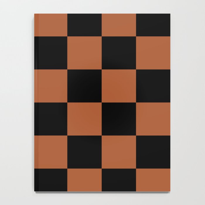 Checkerboard Check Geometric Checked Pattern Rust and Black Notebook Gallery Image 4