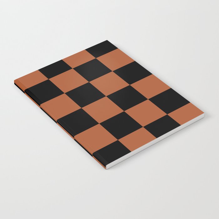 Checkerboard Check Geometric Checked Pattern Rust and Black Notebook Gallery Image 1