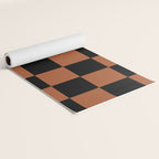 Checkerboard Check Geometric Checked Pattern Rust and Black Yoga Mat Gallery Image 2