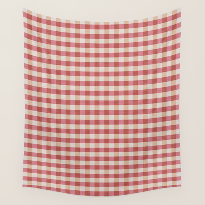 Cozy Gingham in Pink Wall Tapestry Gallery Image 4