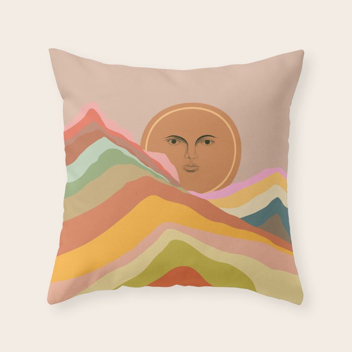 Sun over the rainbow hills Throw Pillow Gallery Image 6