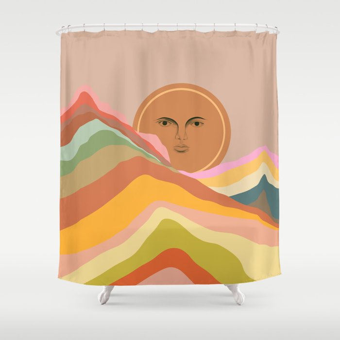 Sun over the rainbow hills Shower Curtain Gallery Image 1