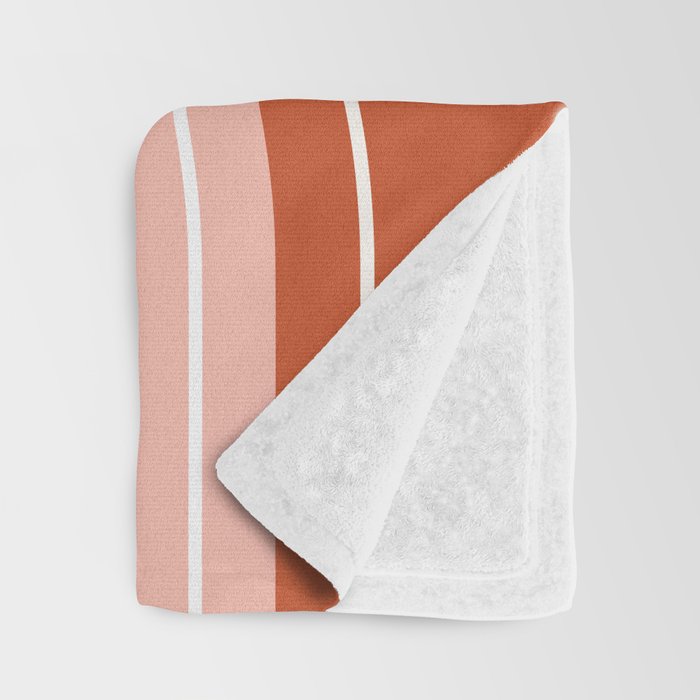 Geometric Lines in Terracotta Rose Gold 19 (Rainbow and Lines Abstraction) Throw Blanket Gallery Image 3