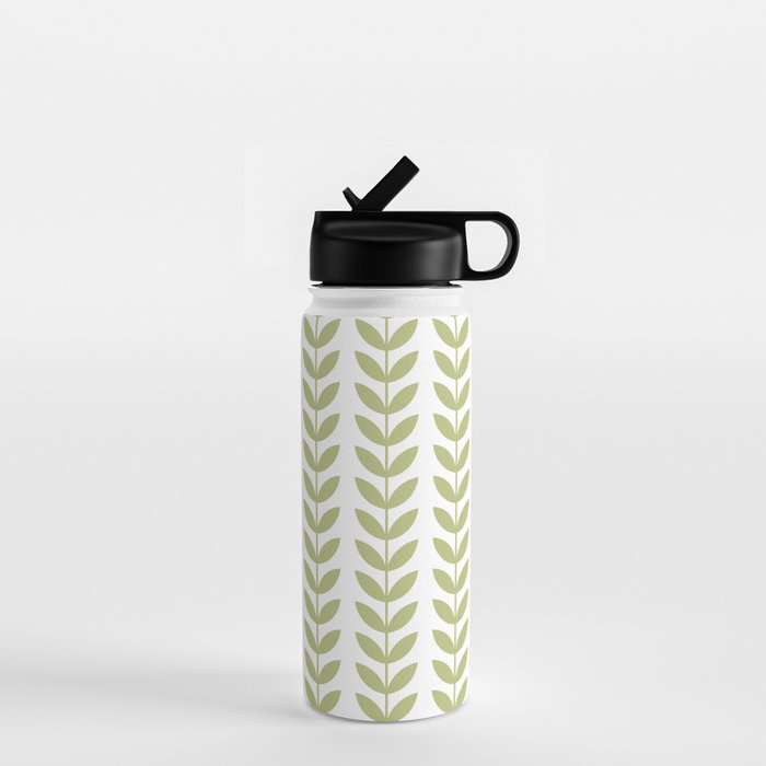 Scandinavian Mid Century Pattern Green Water Bottle Gallery Image 1