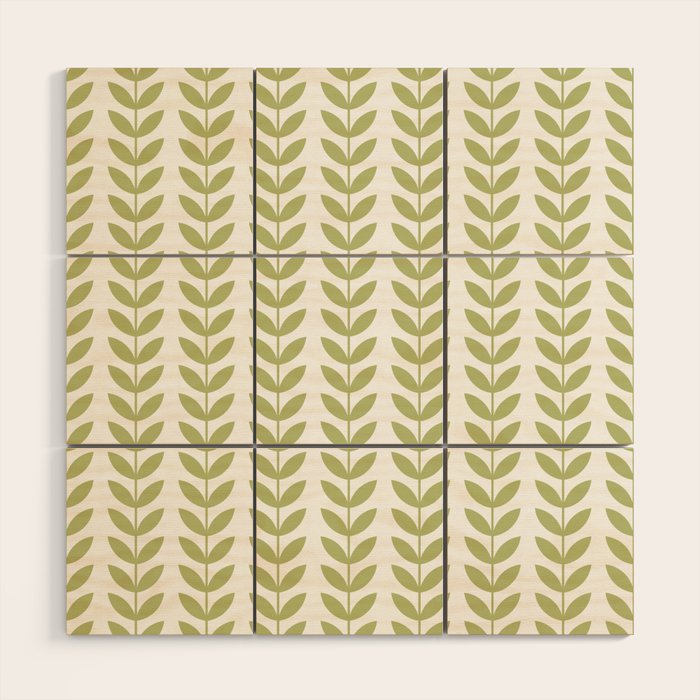 Scandinavian Mid Century Pattern Green Wood Wall Art Gallery Image 1