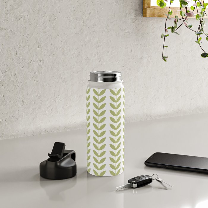Scandinavian Mid Century Pattern Green Water Bottle Gallery Image 4