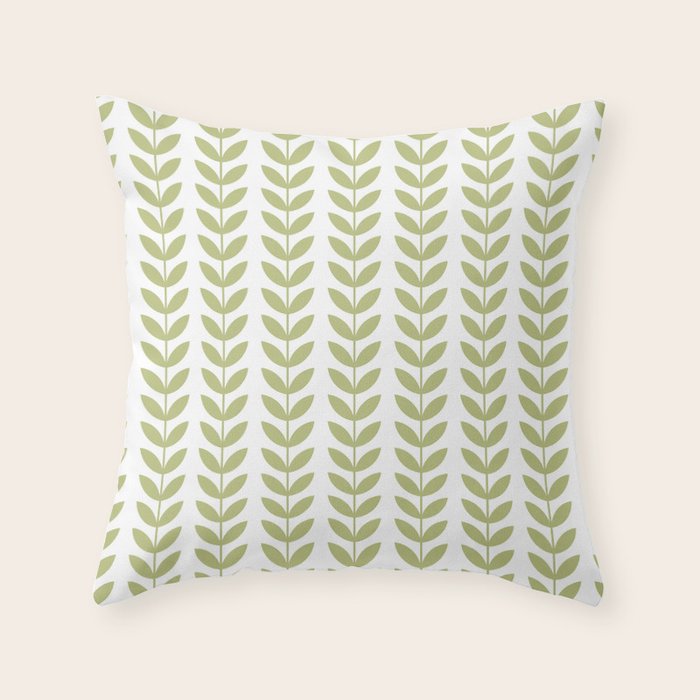 Scandinavian Mid Century Pattern Green Throw Pillow Gallery Image 1