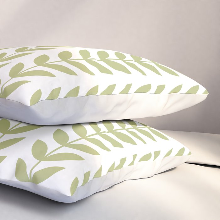 Scandinavian Mid Century Pattern Green Pillow Sham Gallery Image 3