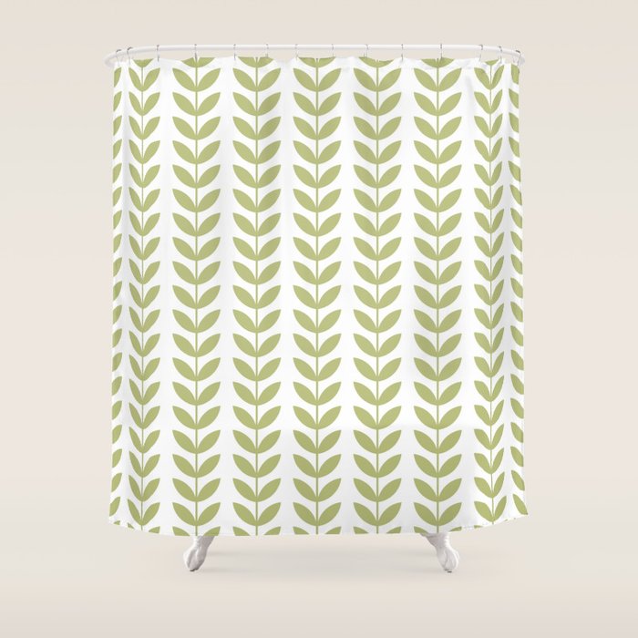 Scandinavian Mid Century Pattern Green Shower Curtain Gallery Image 1